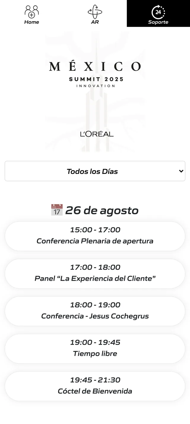 Agenda del evento en la app